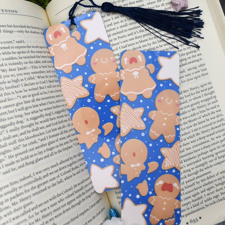 Screaming Gingerbread People Bookmark Winter Themed for wholesale by Kingsfoil and Coffee Designs