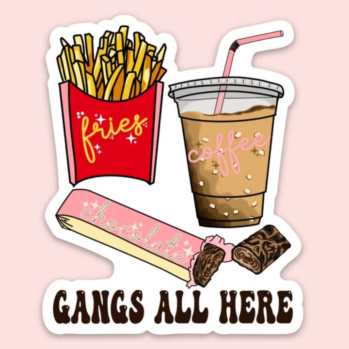 Adesivo impermeabile Gangs All Here Iced Coffee da 7,6 cm per la vendita all'ingrosso da parte di Pink House On River Road