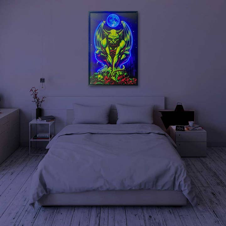 Scorpio Posters - Wholesale Canvas Art - Gargoyle Framed Neon Light Canvas Print (24"x36")1