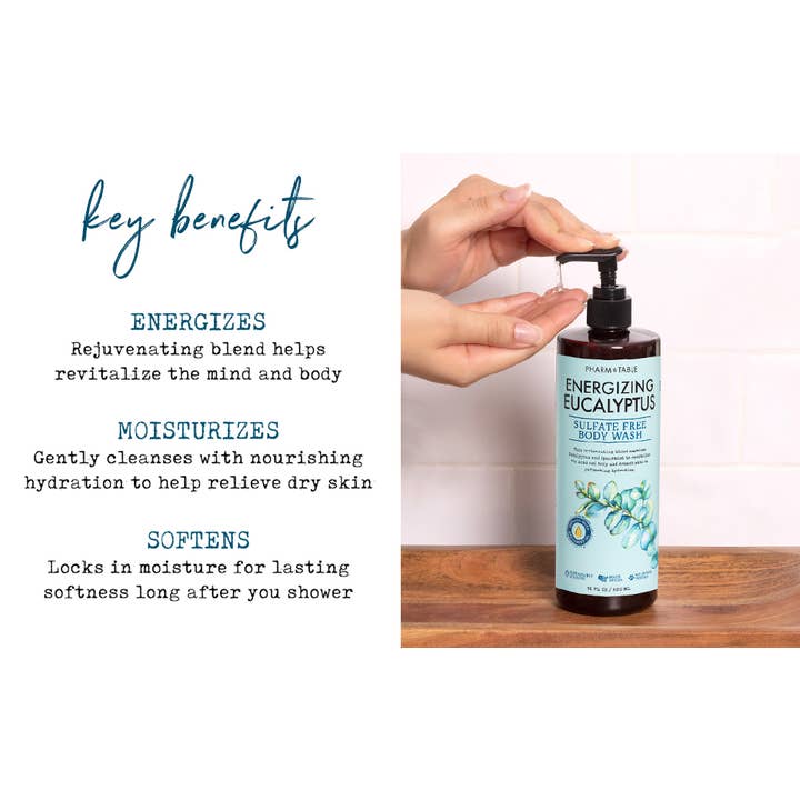 Kira Labs - Wholesale Body Wash/Shower Gel - Pharm to Table Energizing Eucalyptus Body Wash Sulfate Free