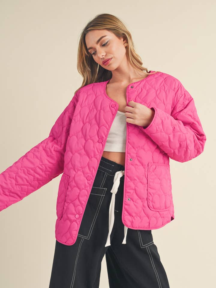 QUILTED HEART PUFFER JACKET MJK2780 for wholesale by &MERCI