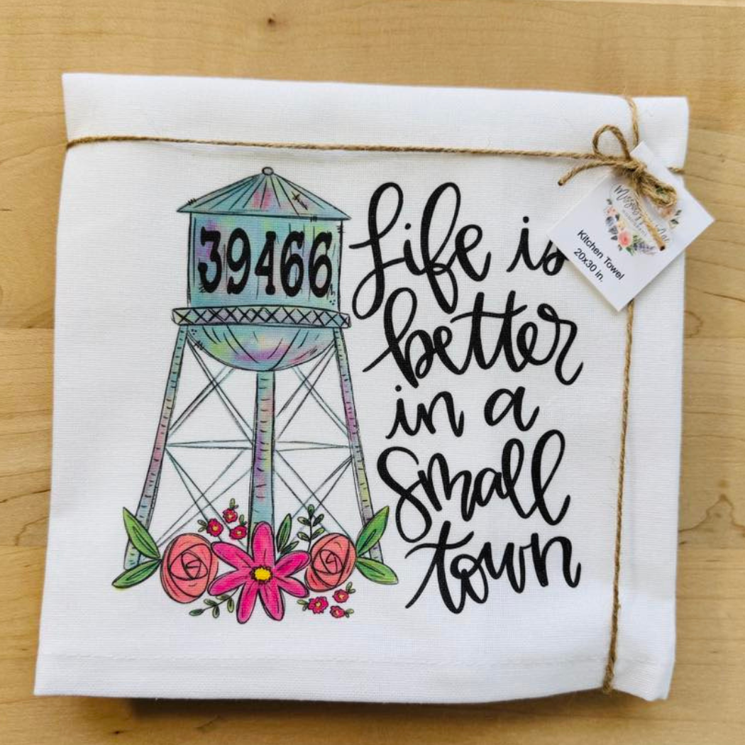 Mississippi Mae Monograms - Wholesale Tea Towel - Small Town Kitchen Towel1