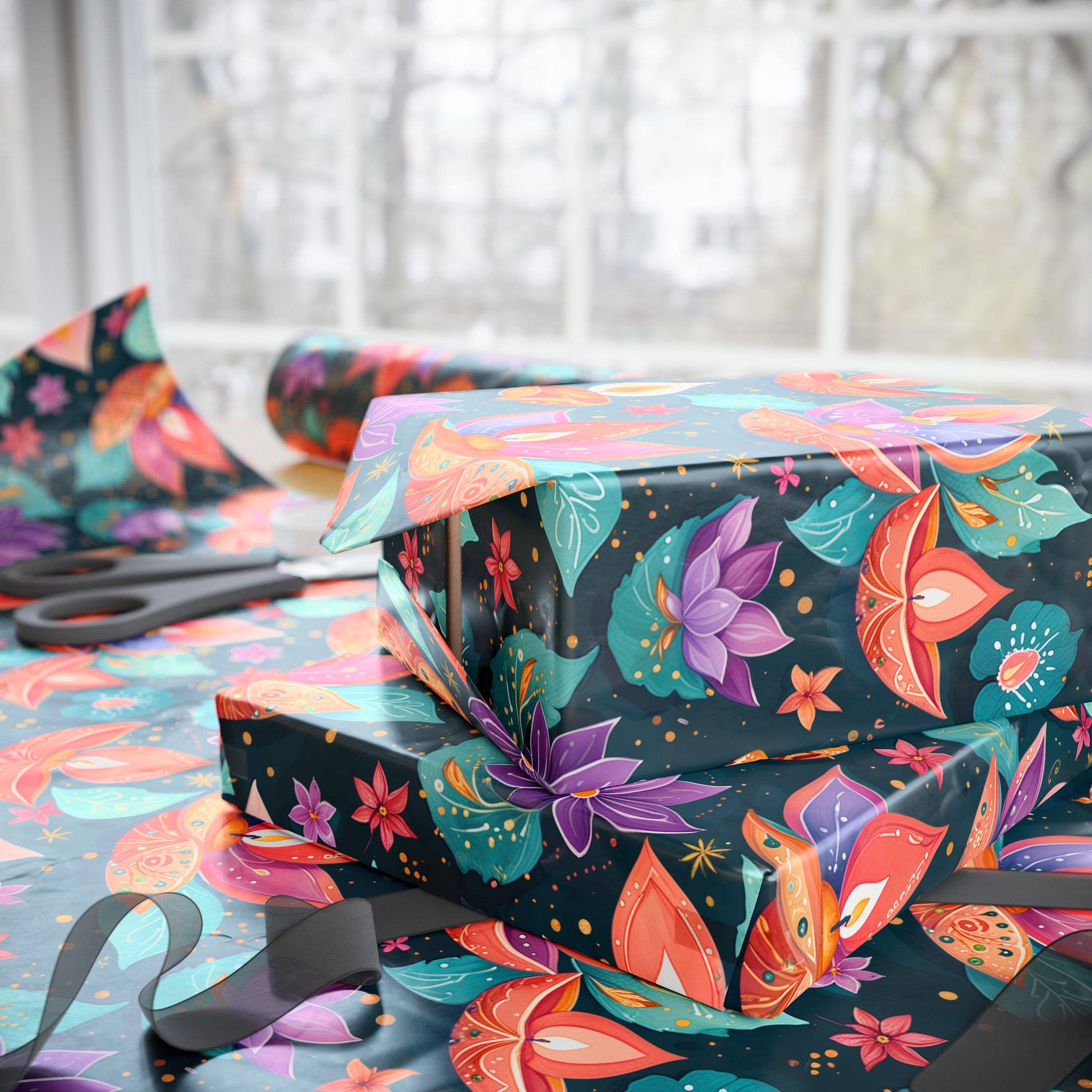 Lokipawz - Wholesale Flat Wrap - Diwali Aqua Festival Wrapping Papers8