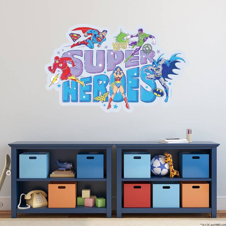 Autocollant mural Justice League - 5 super-héros croquis autocollant mural art de super-héros DC pour la vente par Themed