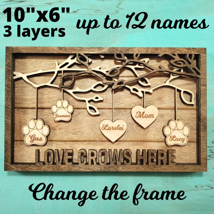 Mankin Laserworks – wholesale Sign – Wooden Layered Family Tree Personalized with Names1