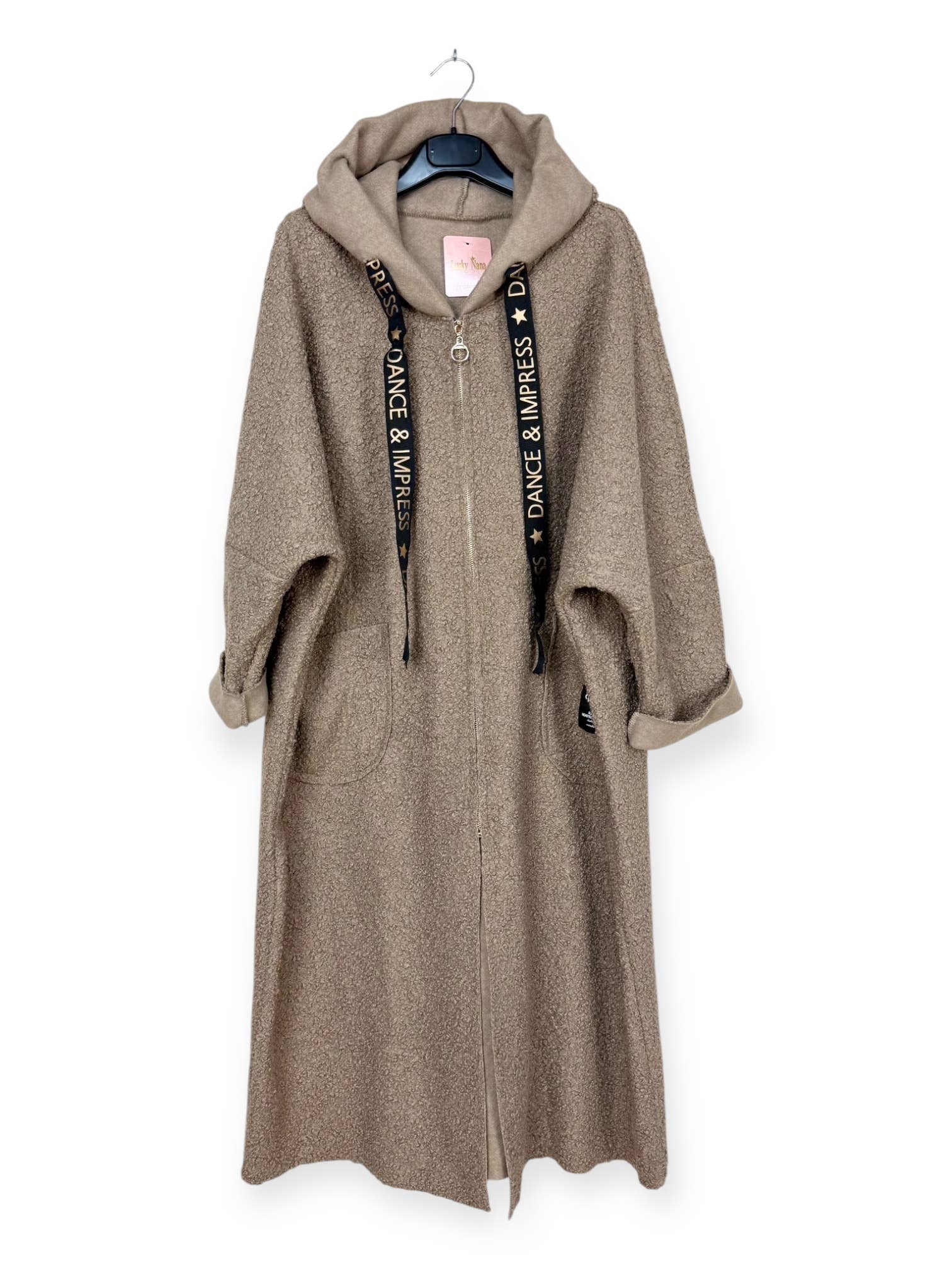 Lucky Nana - Wholesale Coat - Women's - AH 22158 - Long Coat in Bouclé Fabric22