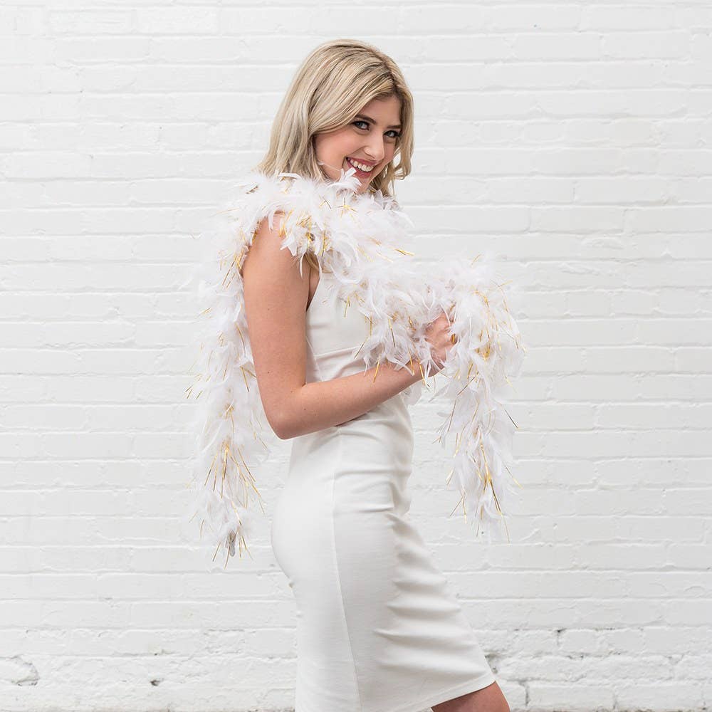 Weddingstar Inc. - Wholesale Costume - Women's - Sparkly Bachelorette Feather Boa - White1