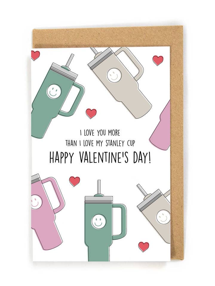 Carte de Saint-Valentin mignonne et tendance Stanley pour la vente par DensenDesign