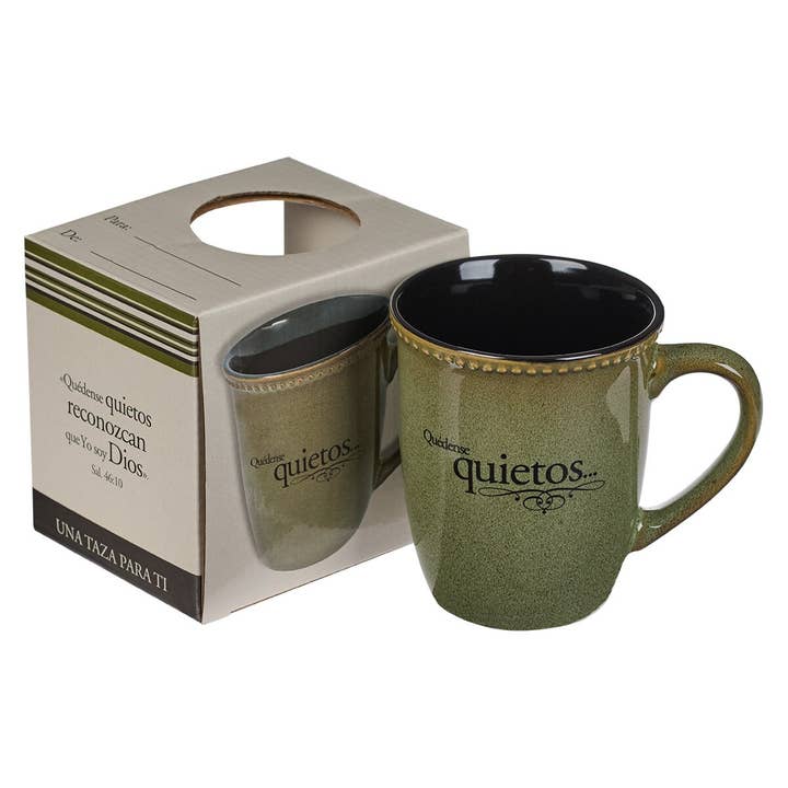 Christian Art Gifts - Wholesale Religion Book - Taza verde Quedense quietos1