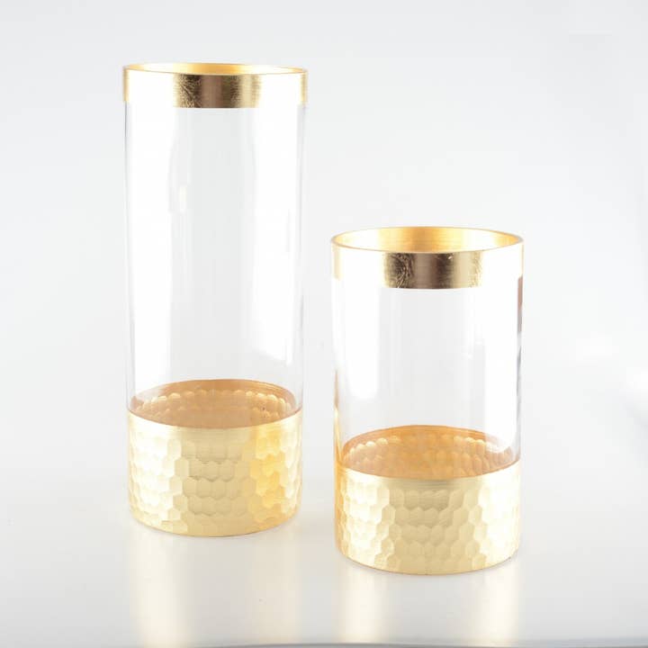 AULICA - Wholesale Vase - Transparent and gold vase h20cm2