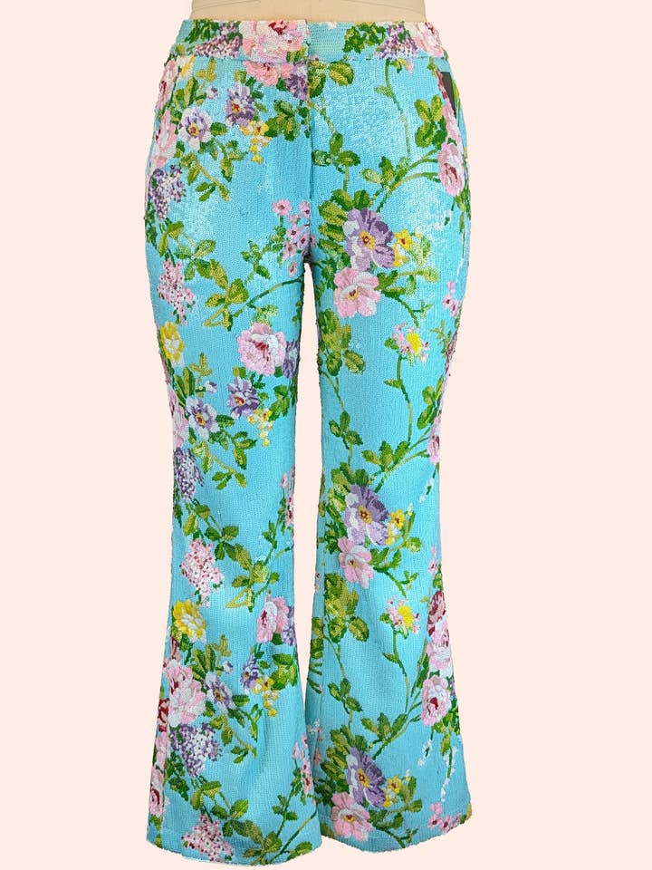 Palm Springs blomstrede pailletbukser med svaj for engroshandel hos ZYM