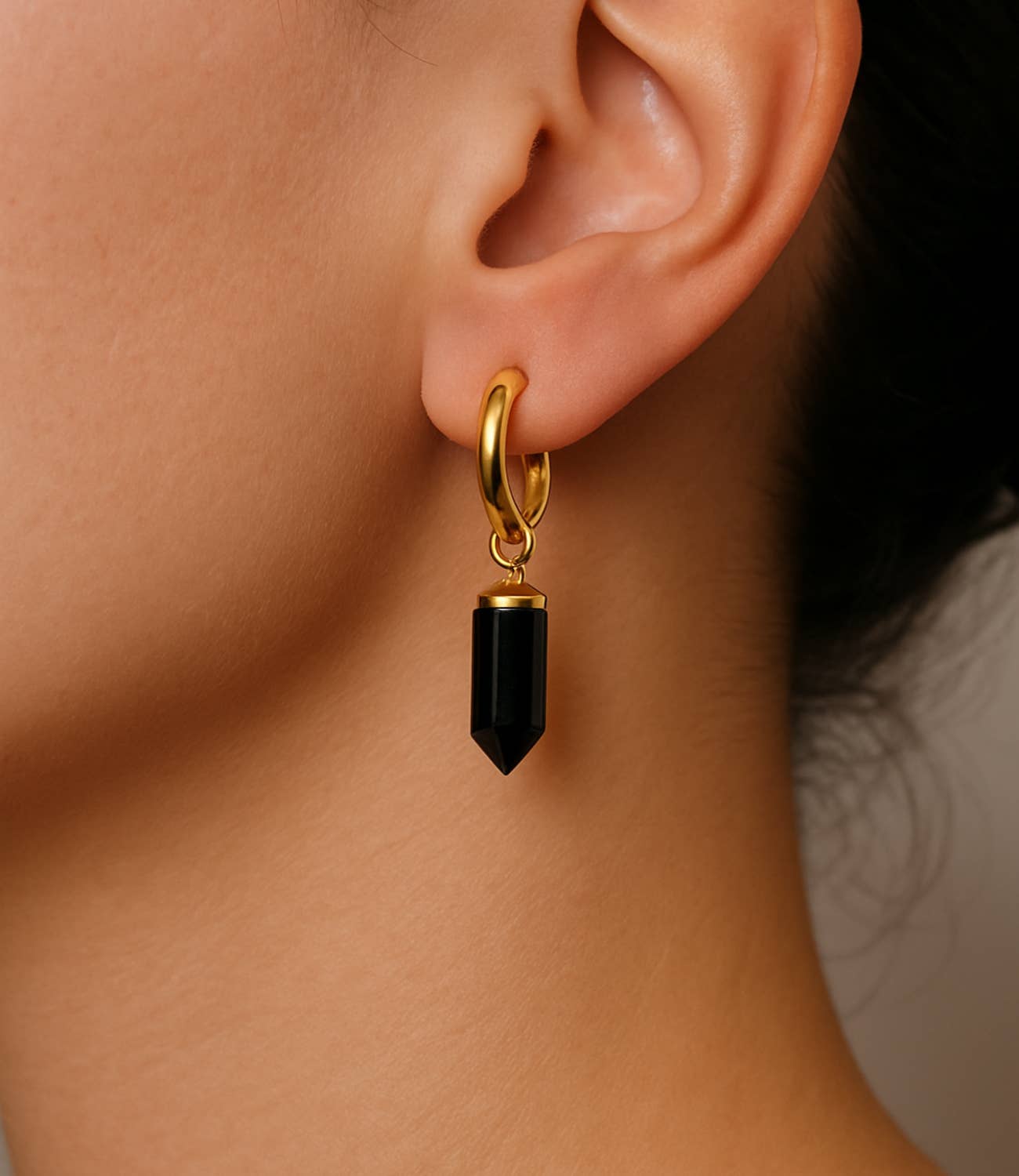 PHOEBE´S - Wholesale Dangle Earrings - Pendientes Colgantes con Piedra Natural Puntiaguda – Oro de 18K