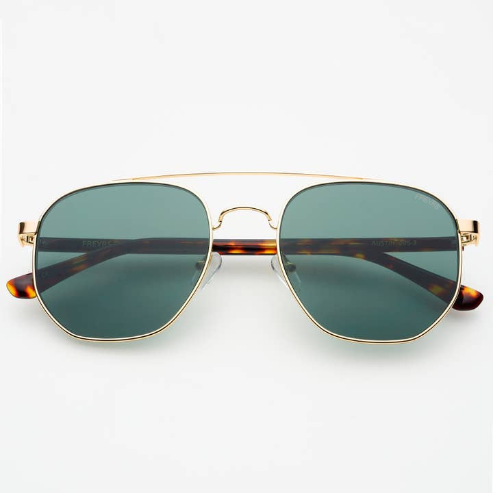 Gold Green Austin Unisex Sunglasses for wholesale on Faire