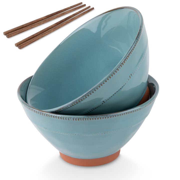 Kook - Wholesale Bowl - Kook Terracotta Ramen Bowls with Chopsticks, 36 oz, Set of 23