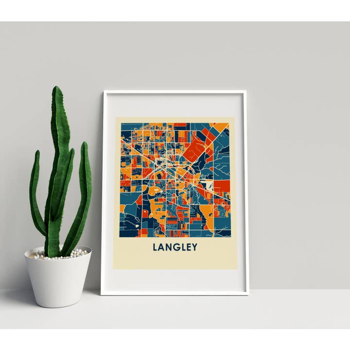 Impresión de mapa prusiano de Langley, 28 x 35,5 cm, estilo croma para venta al por mayor de ILIKEMAPS