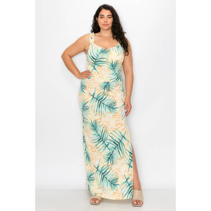 PLUS RUFFLED SLEEVE TANK TOP AND MAXI SKIRT 2 SET for wholesale by Pinkbloom