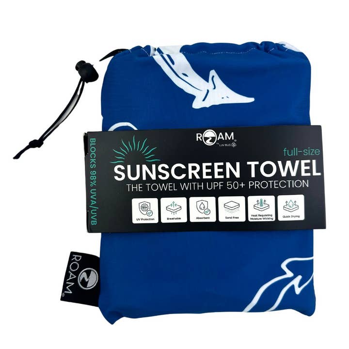ROAM - Wholesale Beach Towel - UPF 50+ Pool & Beach Towel - Full Size (Blue Anchor)