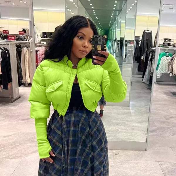 Flarix - Venta al por mayor Chaqueta - Mujer - abrigos casuales de invierno de color puro para mujer20