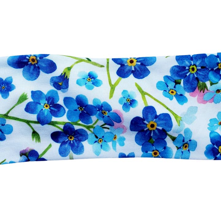 "White Forget-Me-Not Flowers" Classic Headband for wholesale by HappyAK Handmade Headbands and Neckwear