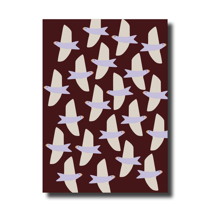 Postcard birds red for wholesale by De Lange Tafel