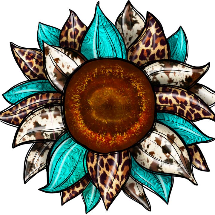 Girasole, Fiore a Stampa Mucca, Fiore Leopardo, insegna in legno, Ghirlanda da Porta, DECOE-W-090 per la vendita all'ingrosso da parte di DecoExchange