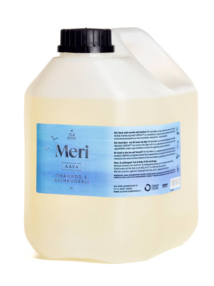 Meri Aava shampoo and shower gel 3000ml Canister for wholesale by Ole Hyvä Metsä