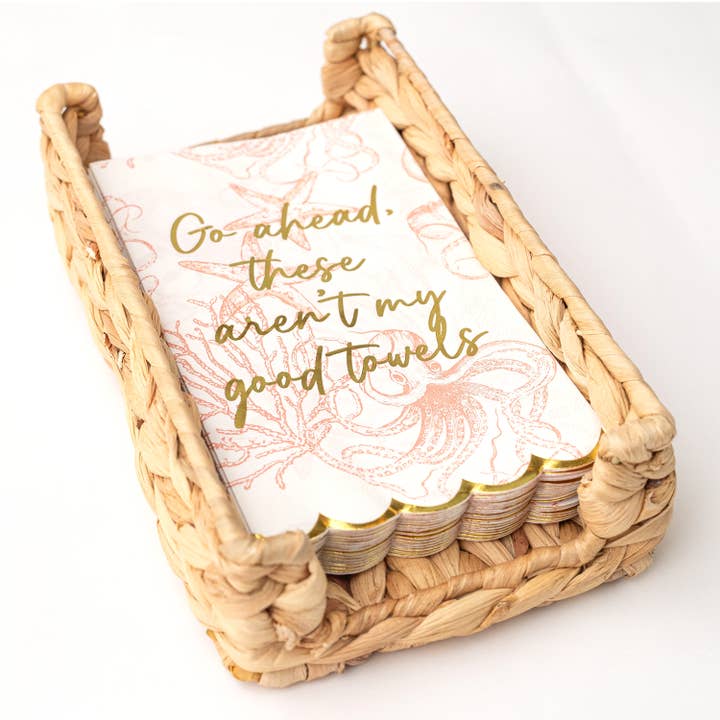 8 Oak Lane - Wholesale Disposable Napkin - Coral Octopus Paper Guest Towel Packs1