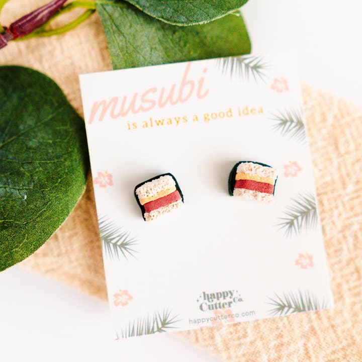 Happy Cutter Co - Wholesale Stud/Post Earrings - Musubi Stud Earrings | Fun Hawaii Gift | Fun Foodie Gift