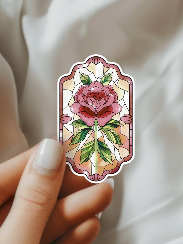 Adesivo in vinile rosa bordeaux a vetro colorato | Amante dei libri per la vendita all'ingrosso da parte di The Bookish Atelier