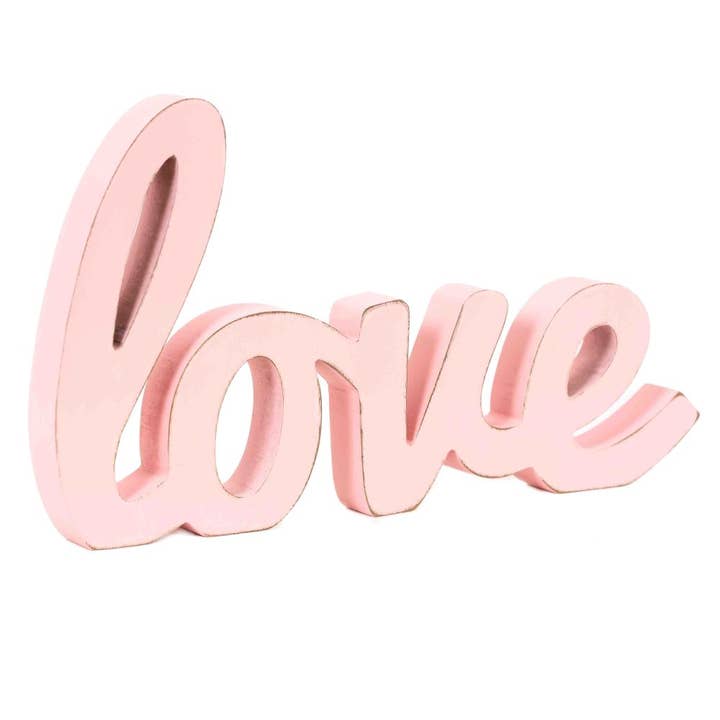 Devanie At Home (Formerly Adams & Co.) - Wholesale Decorative Tabletop Object - 20170 - 12x7 wood cutout (LOVE) pink Valentine Decor