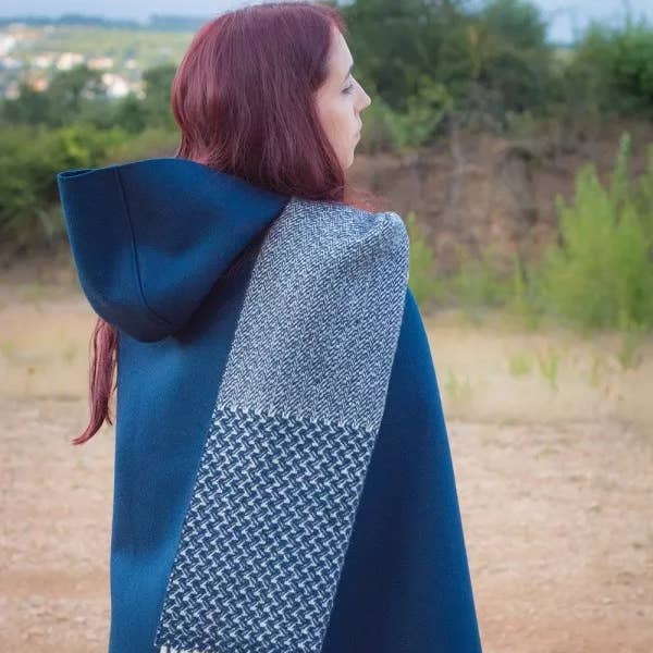 Chicoração - Vente Écharpe – femme - Écharpe en laine - Hirondelle Nuage Bleu Huile4