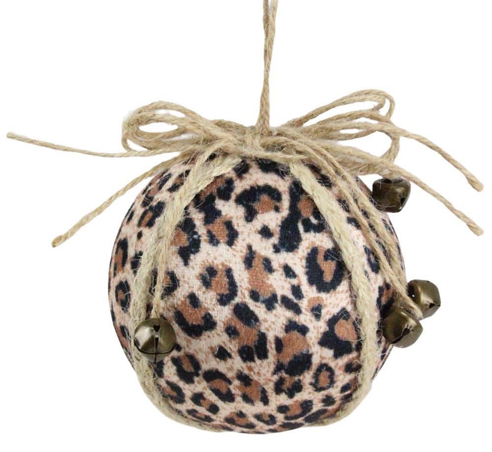 Trendy tree - Wholesale Ornament - 4"Dia Leopard Print Fabric Ball Ornament  Beige/Black/Brown  XY9464010