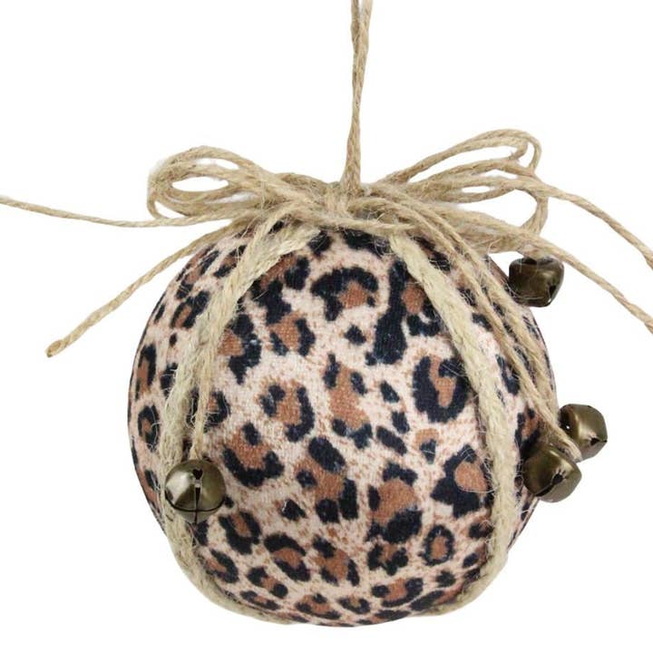Trendy tree - Wholesale Ornament - 4"Dia Leopard Print Fabric Ball Ornament Beige/Black/Brown XY946401