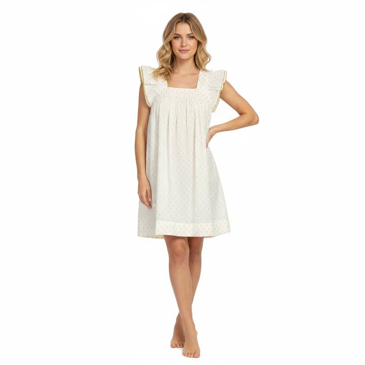 Mini Sandrine Damenkleid Gold Dobby für den Großhandel von Mer St. Barth