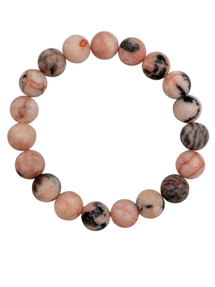 Colored Rhodonite Stone Stretch Bracelet B1979-10MM for wholesale by Ole