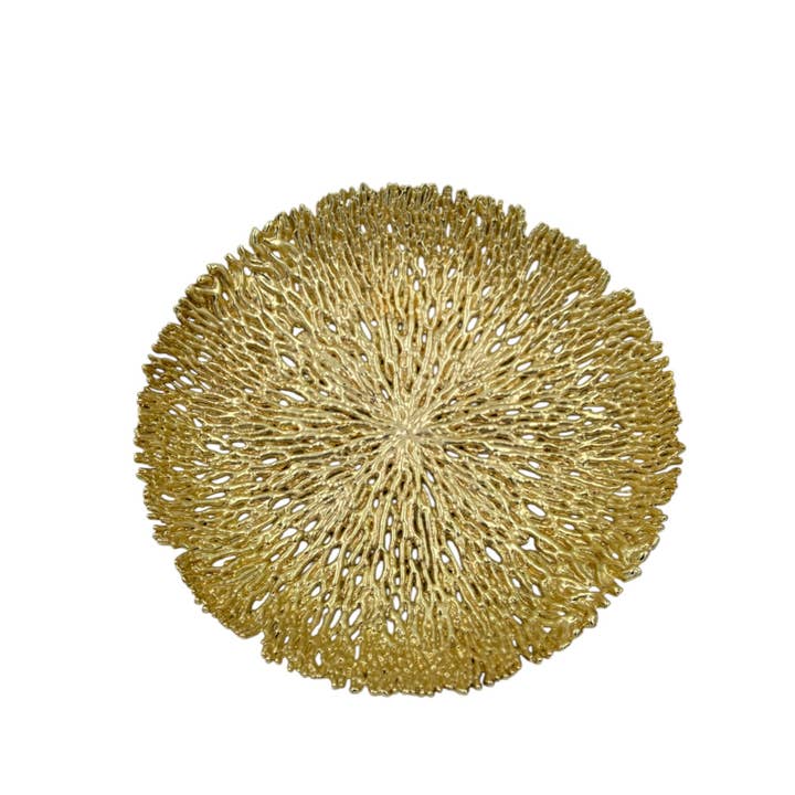 Coral Inspired Tray - Decorative Metal Tray | Centrepiece | Home Accent | Gold, Silver, or Antique Finish for wholesale by The Tangerine Store
