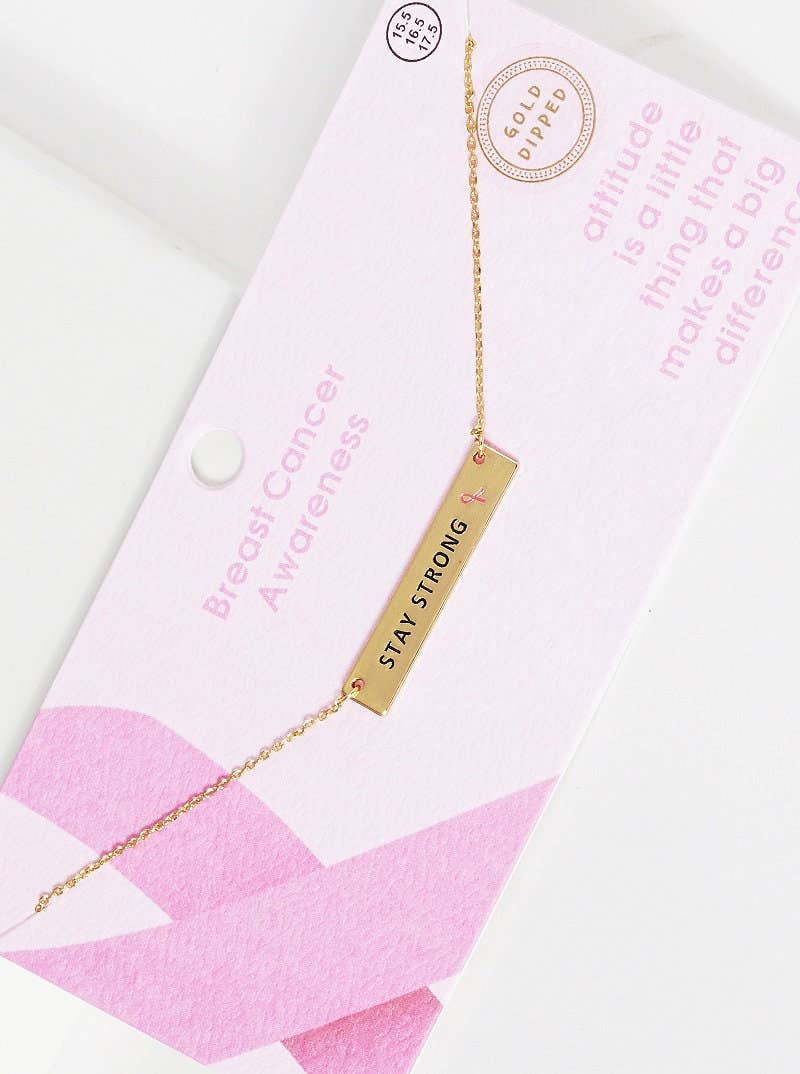 OHBOOBA DESIGN – Engroshandel Halskæde med vedhæng – Brystkræft bevidsthed „STAY STRONG“ halskæde1
