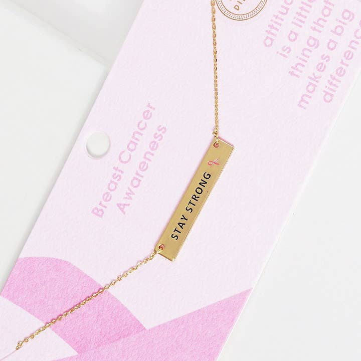 OHBOOBA DESIGN – Engroshandel Halskæde med vedhæng – Brystkræft bevidsthed „STAY STRONG“ halskæde1