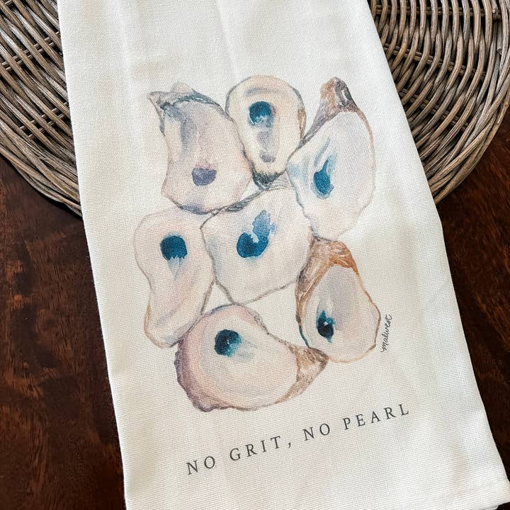 Oyster Grit Flour Sack Tea Towel for wholesale by MALWEST design