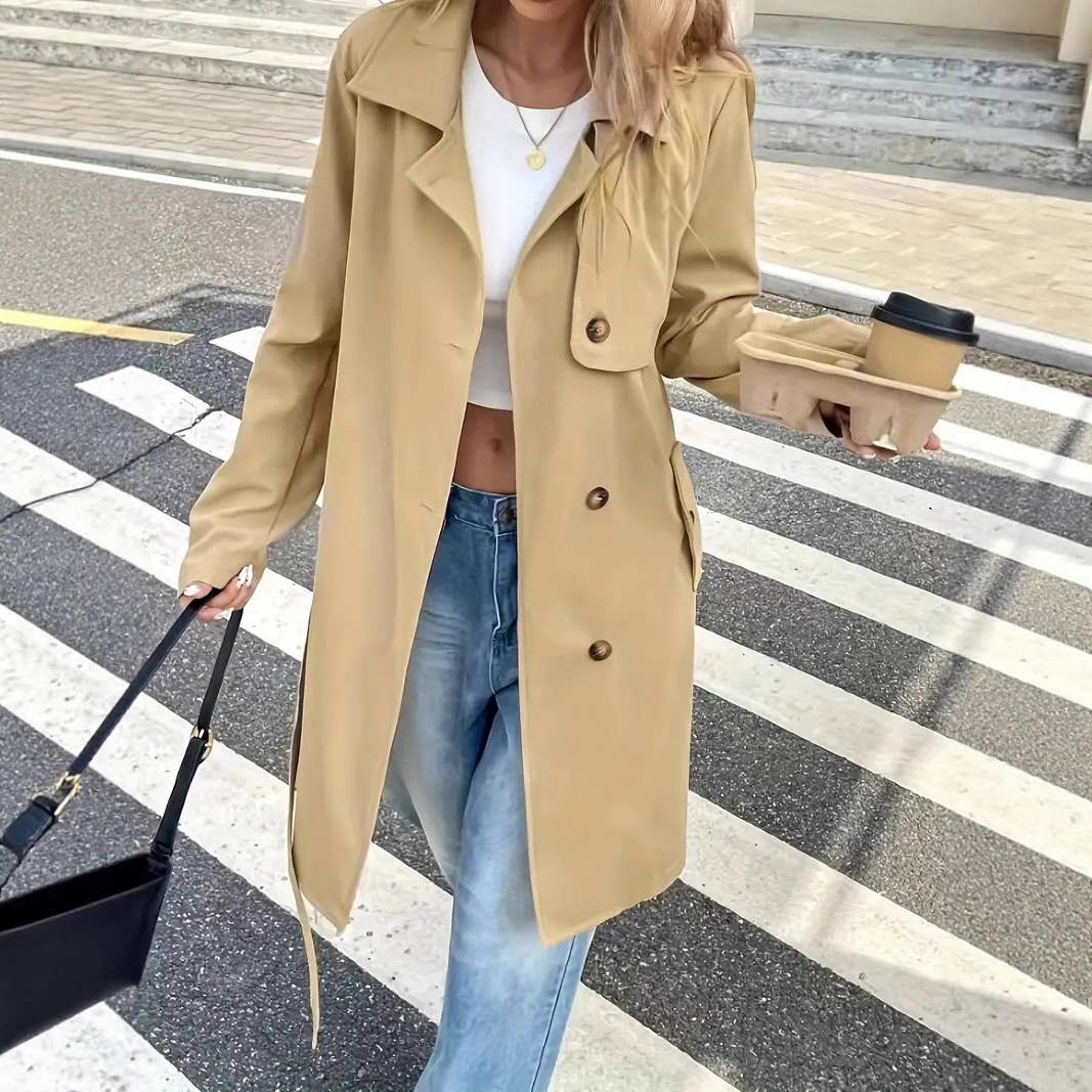 Khaki Effortless Essential lightweight trench coat for wholesale on Faire6