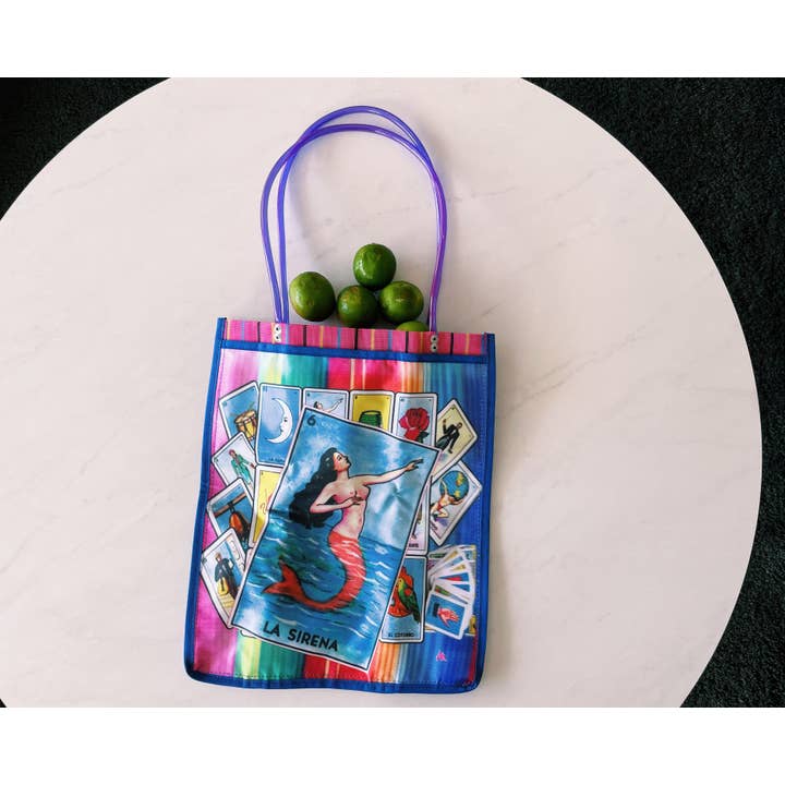 Pura Vida - Venta al por mayor Bolsa de asa- Mujer - Monedero de plástico mexicano Loteria 15 x 12 pulgadas