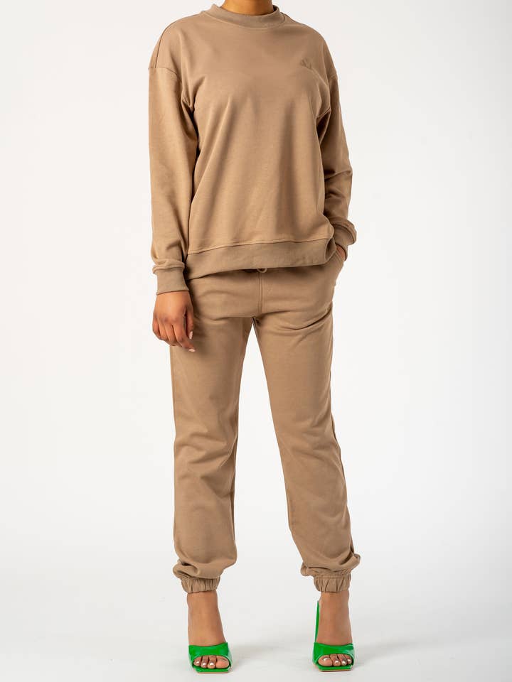 Isaura Jogging Suit Taupe for wholesale by HVL Shop
