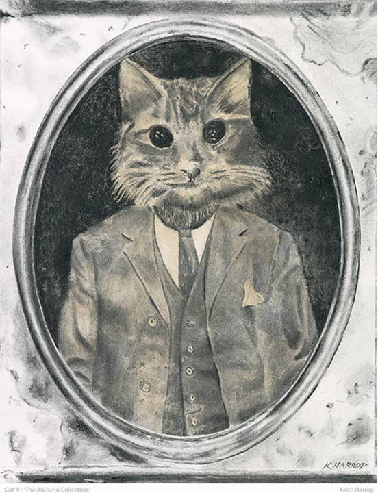 Keith Harrop - Pencil Art - Wholesale Ansichtkaartset - 10 verschillende ansichtkaarten. Set #1 Victoriaanse vintage dierenkunst11