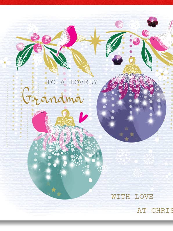 Grandma Baubles Robins - Christmas Print Wholesale Card for wholesale by SABIVO Design
