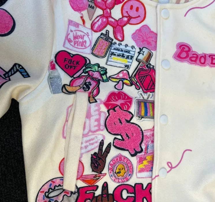 MB Fashion Wholesale - Wholesale Varsity/Baseball Jacket - Women's - MB FASHION PRINTED CASUAL BASEBALL COAT TOP JACKET 3012LY7