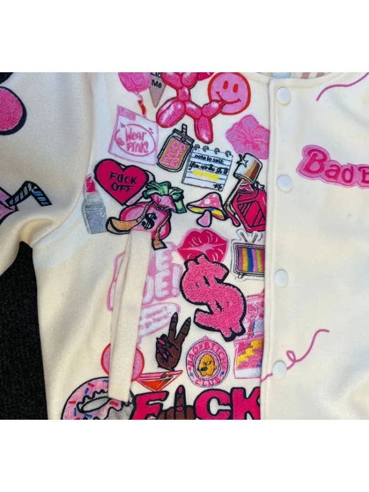 MB Fashion Wholesale - Wholesale Varsity/Baseball Jacket - Women's - MB FASHION PRINTED CASUAL BASEBALL COAT TOP JACKET 3012LY7