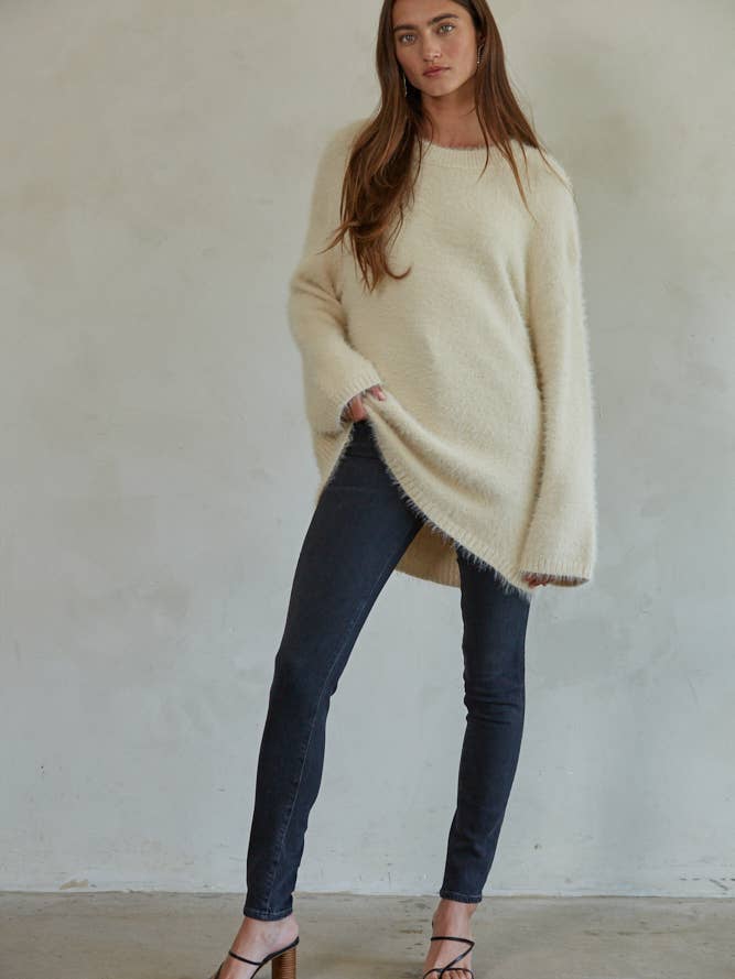 By Together - Wholesale Knit Sweater - Women's - W1606 | Knit Sweater Cotton Acrylic Nylon Fuzzy Pullover