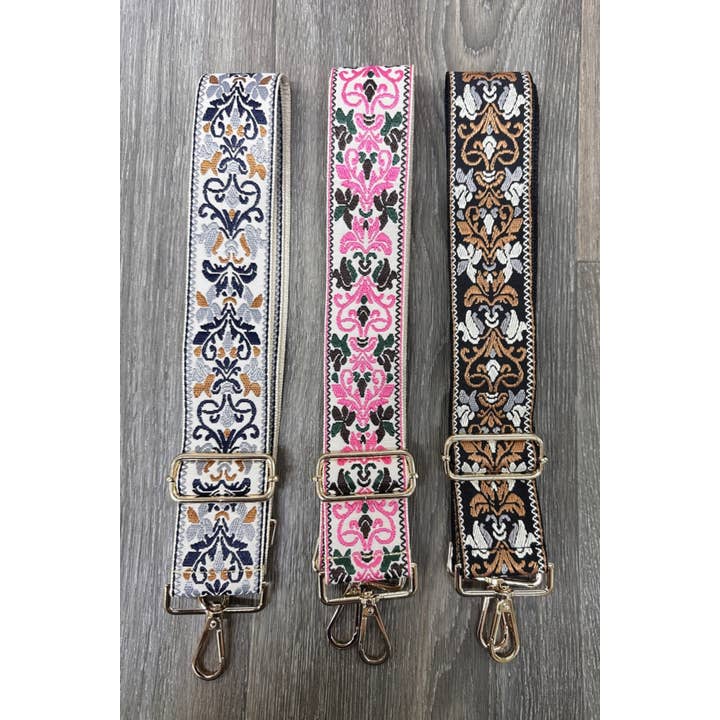 Pink EMBROIDERED BAG STRAP for wholesale on Faire
