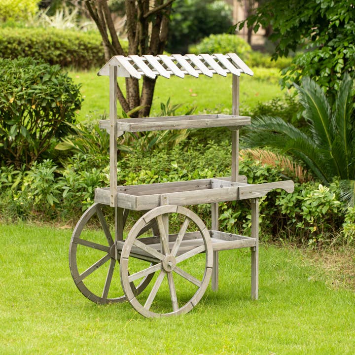 Quickway Imports - Wholesale Bar Cart - Antique Rustic Solid Wood decor Display Rack Cart, 3 Tier