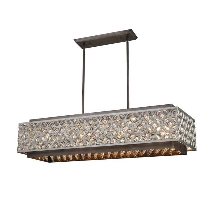 Rosslyn 40'' Wide 8-Light Linear Chandelier - Weathered Zinc for wholesale by Atlas Lighting and Home